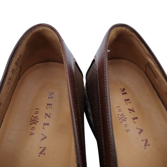 Mezlan Spain Brown Perforated Leather Slip-on Loafers Men size 9.5 Casual Shoes main image 5